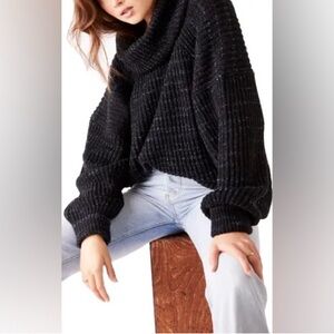 Free People ‘Leo’ Black Cowl Neck Sweater